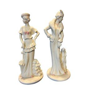 Fashion Lady Figurines White with Pink Vintage 1989 Albert E. Price Inc.